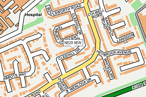 NE29 9EW map - OS OpenMap – Local (Ordnance Survey)