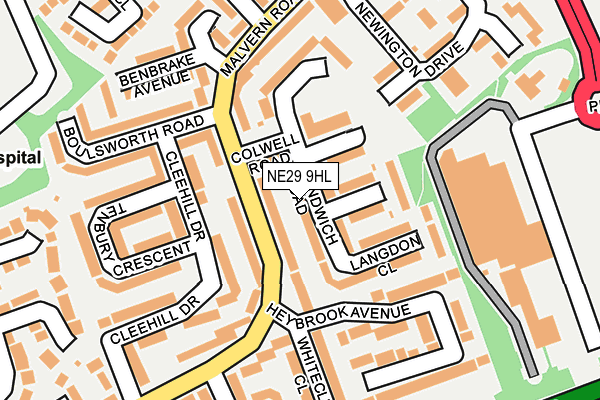 NE29 9HL map - OS OpenMap – Local (Ordnance Survey)