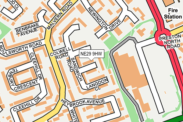 NE29 9HW map - OS OpenMap – Local (Ordnance Survey)