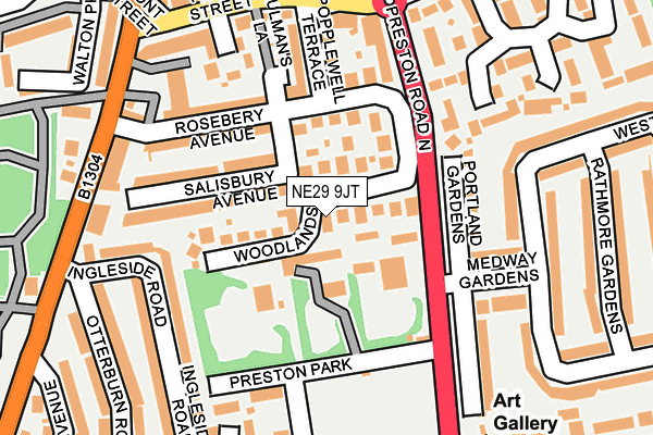 NE29 9JT map - OS OpenMap – Local (Ordnance Survey)