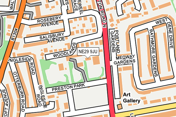 NE29 9JU map - OS OpenMap – Local (Ordnance Survey)