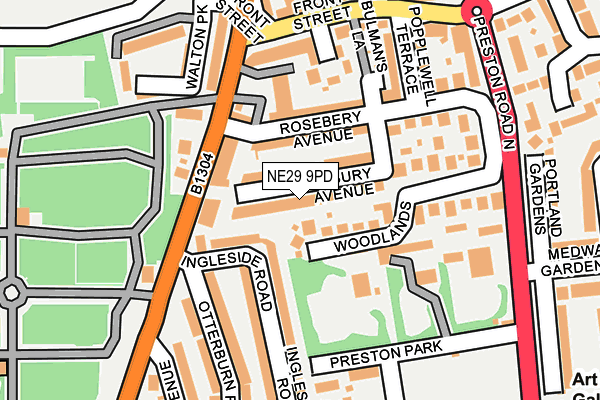 NE29 9PD map - OS OpenMap – Local (Ordnance Survey)