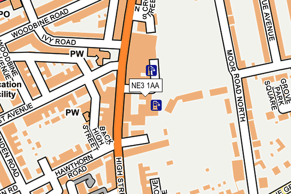 NE3 1AA map - OS OpenMap – Local (Ordnance Survey)