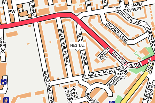 NE3 1AL map - OS OpenMap – Local (Ordnance Survey)