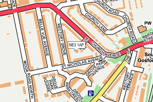 NE3 1AP map - OS OpenMap – Local (Ordnance Survey)