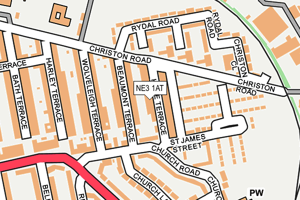 NE3 1AT map - OS OpenMap – Local (Ordnance Survey)