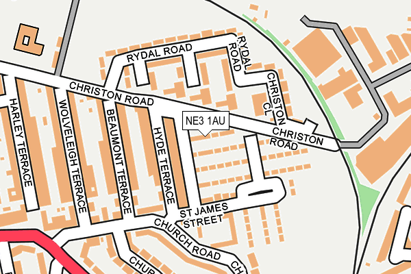 NE3 1AU map - OS OpenMap – Local (Ordnance Survey)