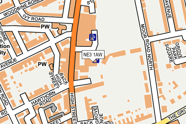 NE3 1AW map - OS OpenMap – Local (Ordnance Survey)