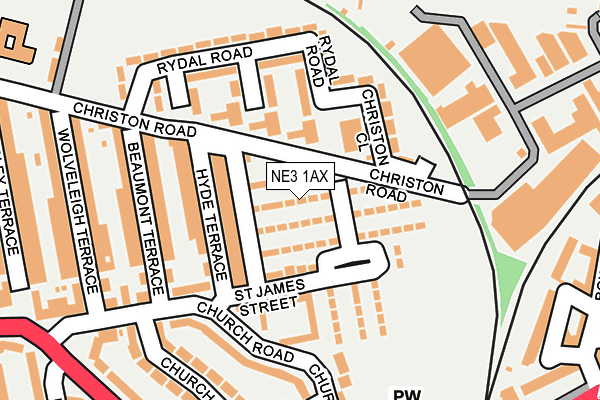 NE3 1AX map - OS OpenMap – Local (Ordnance Survey)