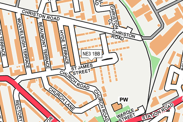 NE3 1BB map - OS OpenMap – Local (Ordnance Survey)