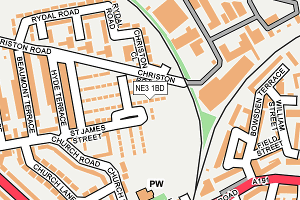 NE3 1BD map - OS OpenMap – Local (Ordnance Survey)