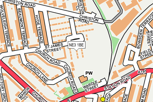 NE3 1BE map - OS OpenMap – Local (Ordnance Survey)