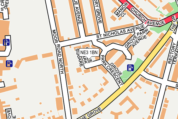 NE3 1BN map - OS OpenMap – Local (Ordnance Survey)