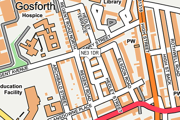 NE3 1DR map - OS OpenMap – Local (Ordnance Survey)