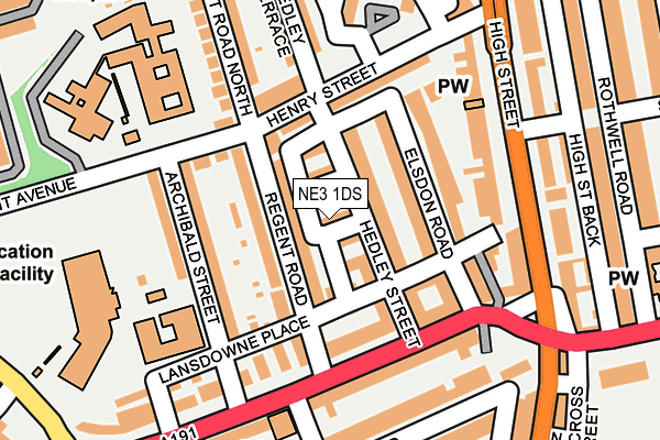 NE3 1DS map - OS OpenMap – Local (Ordnance Survey)