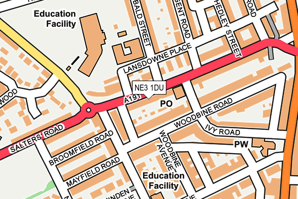 NE3 1DU map - OS OpenMap – Local (Ordnance Survey)