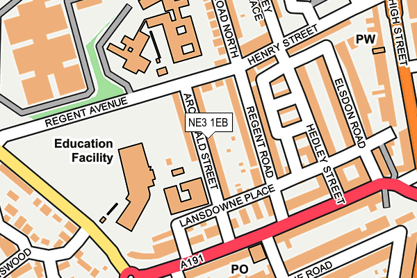 NE3 1EB map - OS OpenMap – Local (Ordnance Survey)