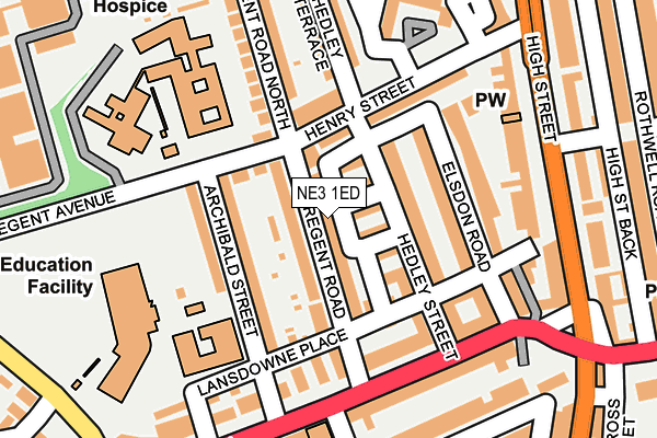 NE3 1ED map - OS OpenMap – Local (Ordnance Survey)