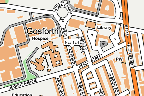 NE3 1EH map - OS OpenMap – Local (Ordnance Survey)