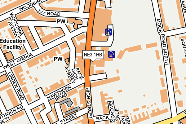 NE3 1HB map - OS OpenMap – Local (Ordnance Survey)