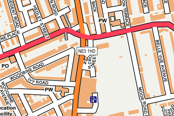 NE3 1HD map - OS OpenMap – Local (Ordnance Survey)