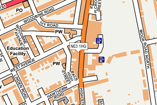 NE3 1HG map - OS OpenMap – Local (Ordnance Survey)