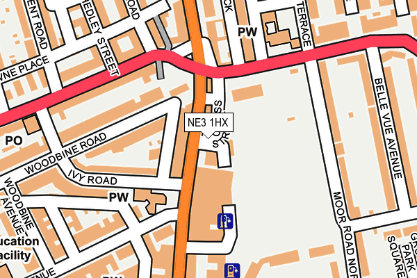 NE3 1HX map - OS OpenMap – Local (Ordnance Survey)