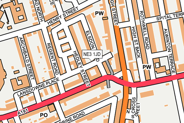 NE3 1JD map - OS OpenMap – Local (Ordnance Survey)