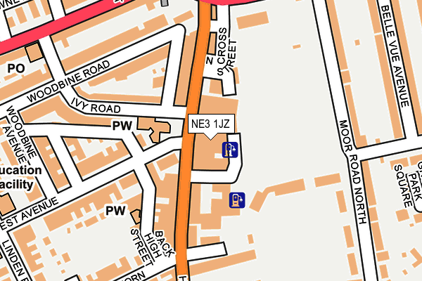 NE3 1JZ map - OS OpenMap – Local (Ordnance Survey)