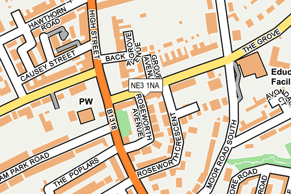 NE3 1NA map - OS OpenMap – Local (Ordnance Survey)