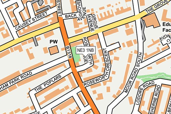 NE3 1NB map - OS OpenMap – Local (Ordnance Survey)