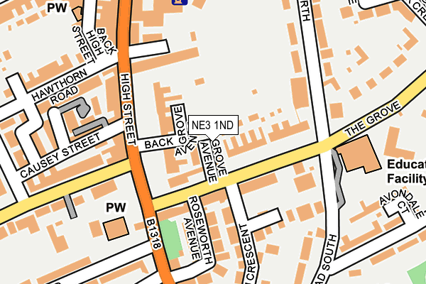 NE3 1ND map - OS OpenMap – Local (Ordnance Survey)