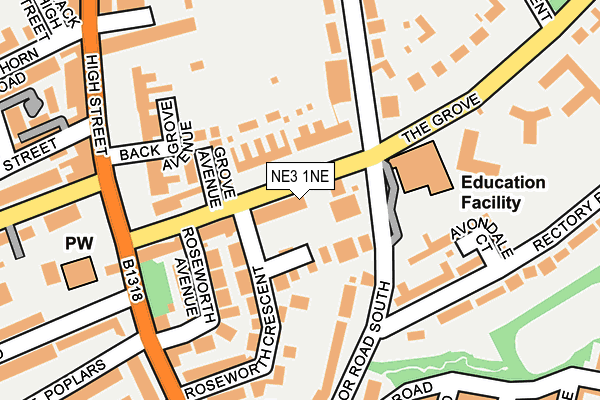 NE3 1NE map - OS OpenMap – Local (Ordnance Survey)