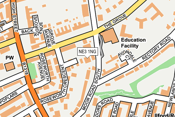 NE3 1NG map - OS OpenMap – Local (Ordnance Survey)