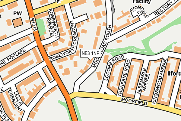 NE3 1NP map - OS OpenMap – Local (Ordnance Survey)
