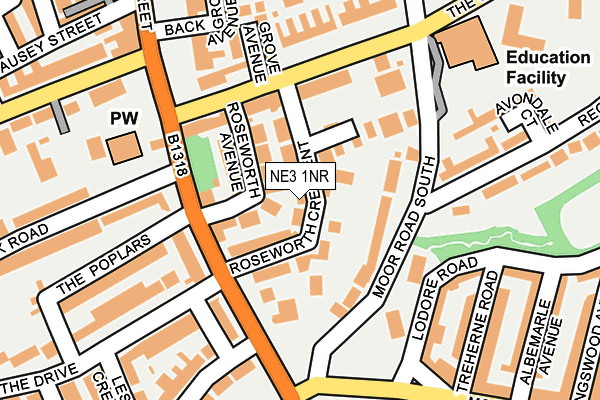 NE3 1NR map - OS OpenMap – Local (Ordnance Survey)