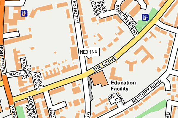 NE3 1NX map - OS OpenMap – Local (Ordnance Survey)