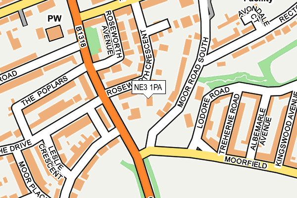 NE3 1PA map - OS OpenMap – Local (Ordnance Survey)