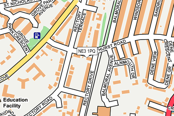 NE3 1PQ map - OS OpenMap – Local (Ordnance Survey)