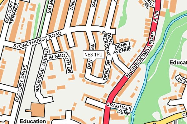 NE3 1PU map - OS OpenMap – Local (Ordnance Survey)
