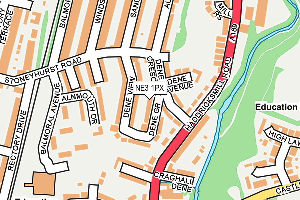 NE3 1PX map - OS OpenMap – Local (Ordnance Survey)