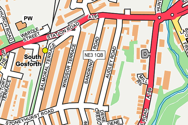 NE3 1QB map - OS OpenMap – Local (Ordnance Survey)