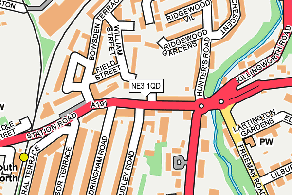 NE3 1QD map - OS OpenMap – Local (Ordnance Survey)