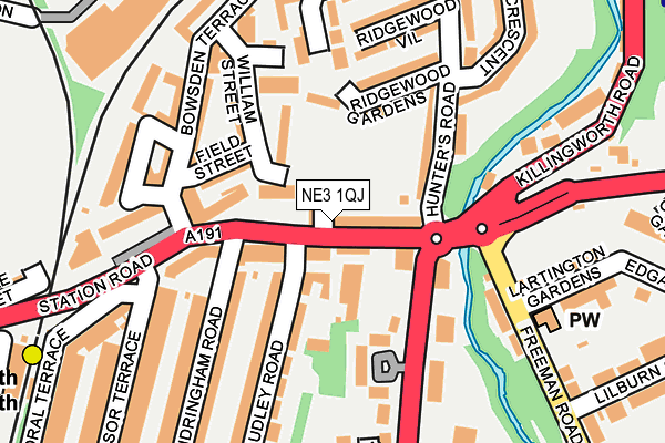 NE3 1QJ map - OS OpenMap – Local (Ordnance Survey)