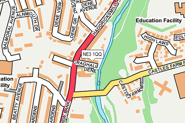 NE3 1QQ map - OS OpenMap – Local (Ordnance Survey)