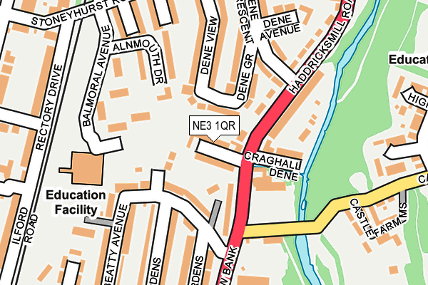 NE3 1QR map - OS OpenMap – Local (Ordnance Survey)