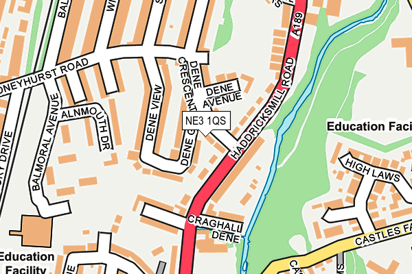 NE3 1QS map - OS OpenMap – Local (Ordnance Survey)