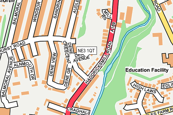 NE3 1QT map - OS OpenMap – Local (Ordnance Survey)