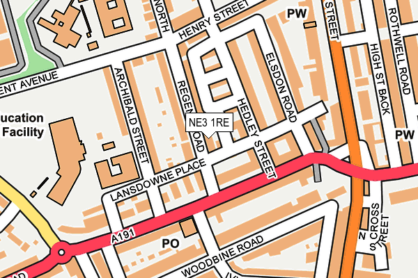 NE3 1RE map - OS OpenMap – Local (Ordnance Survey)