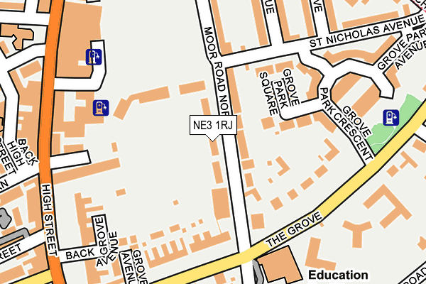 NE3 1RJ map - OS OpenMap – Local (Ordnance Survey)